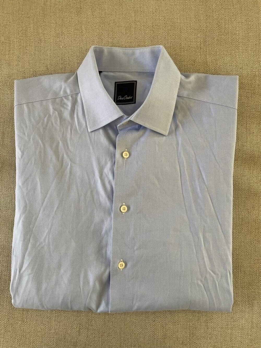 David Donahue Nailhead Print Spread Collar Shirt Blue XL